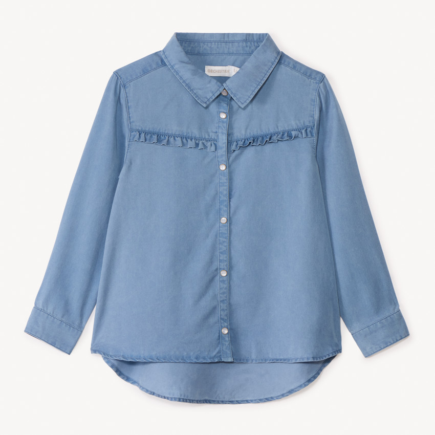 Meisjesblouse met lange mouwen en volant 