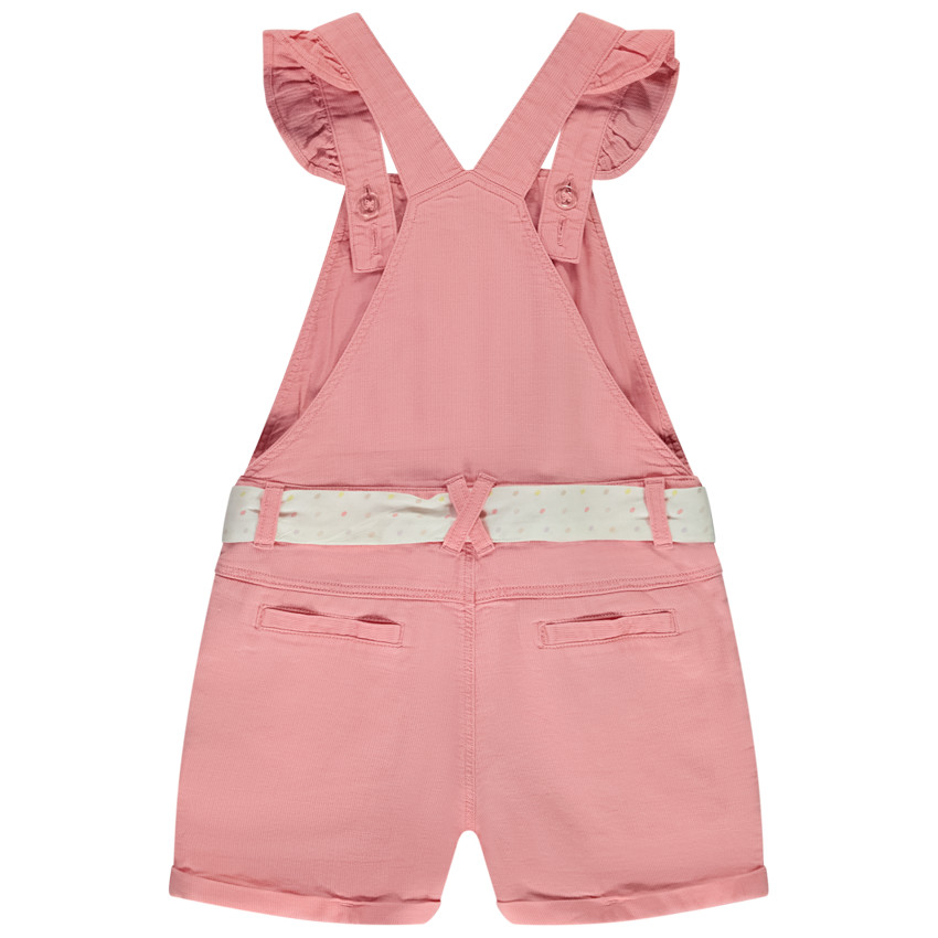 Salopette unie à bretelles volantées et ceinture pour fille 