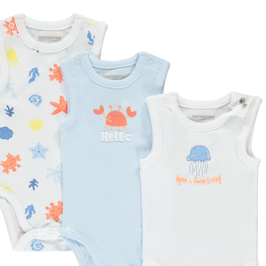 Set van 5 mouwloze bodies met oceaanmotief voor jongen 