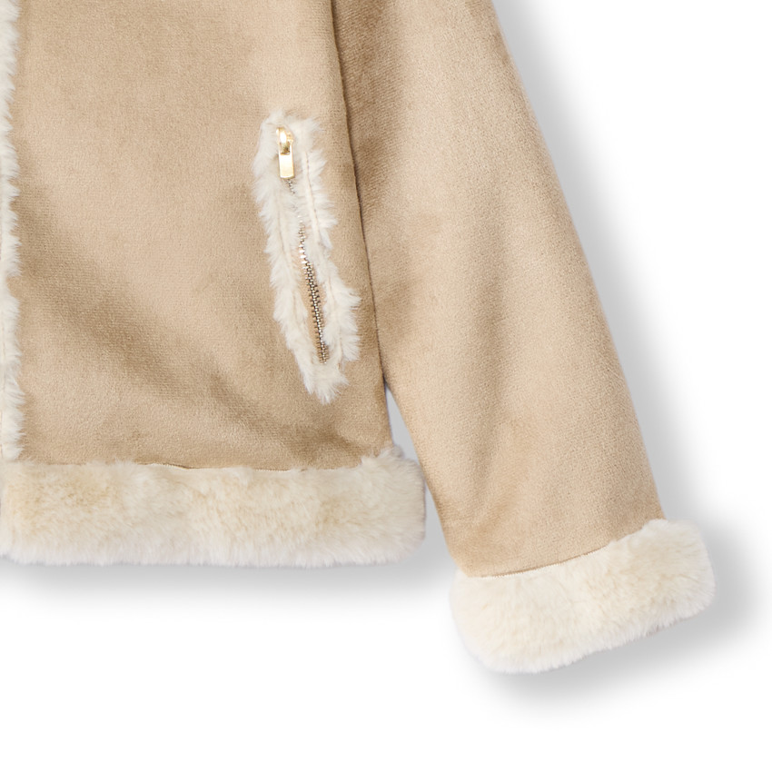 Veste en suédine contrecollée fausse fourrure pour fille 