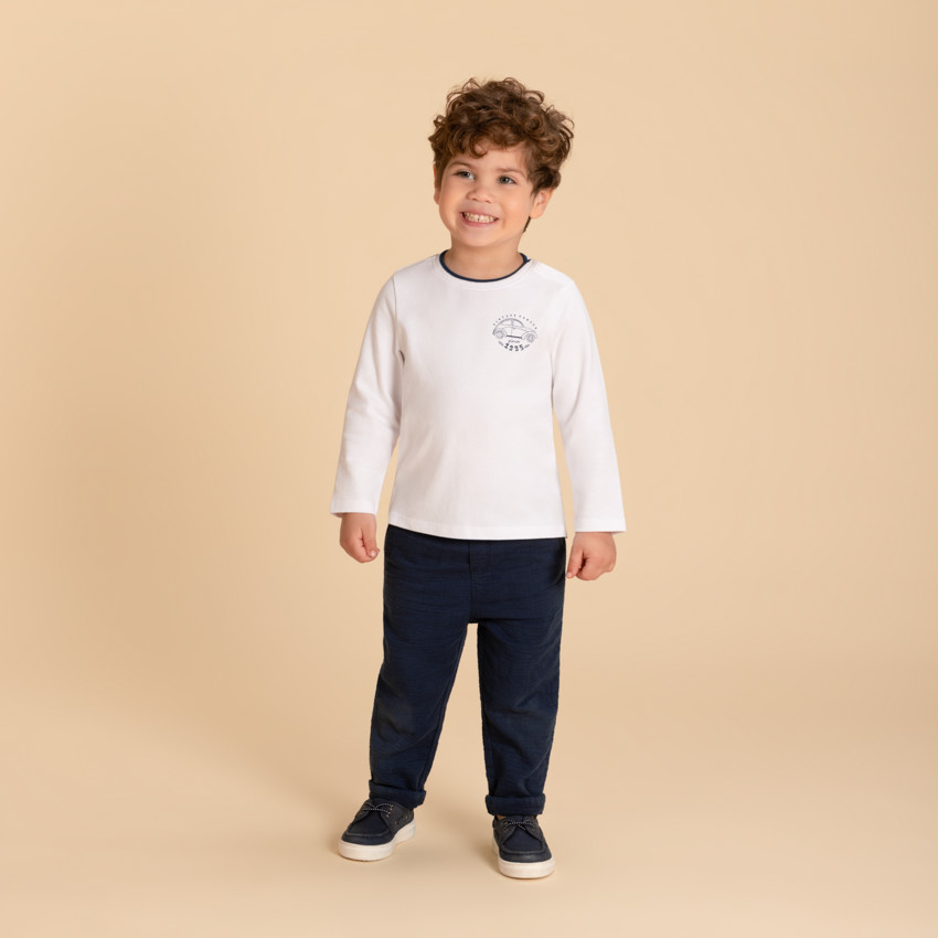 Langarm T-shirt met auto print voor baby jongen 