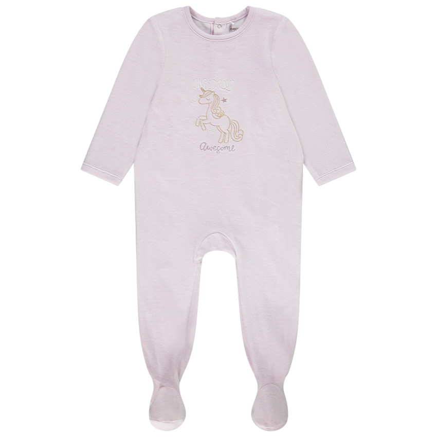 Dors-bien en velours broderie licorne pour bébé fille 