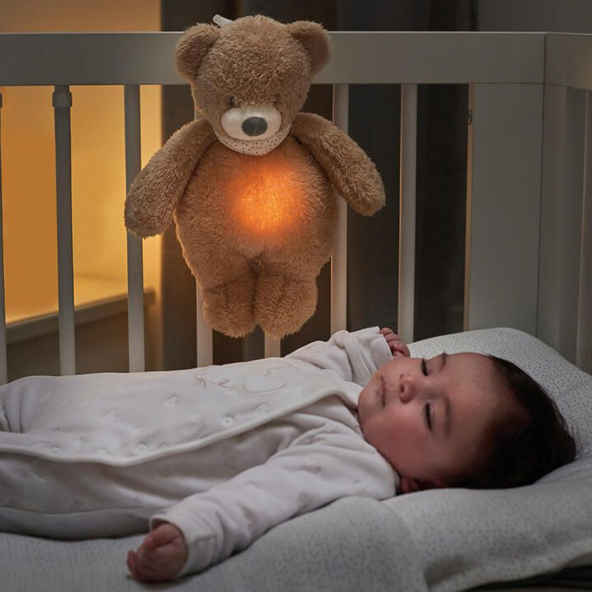 Nachtlamp Knuffel Sleepy - Beer - Karamel - 19 cm 