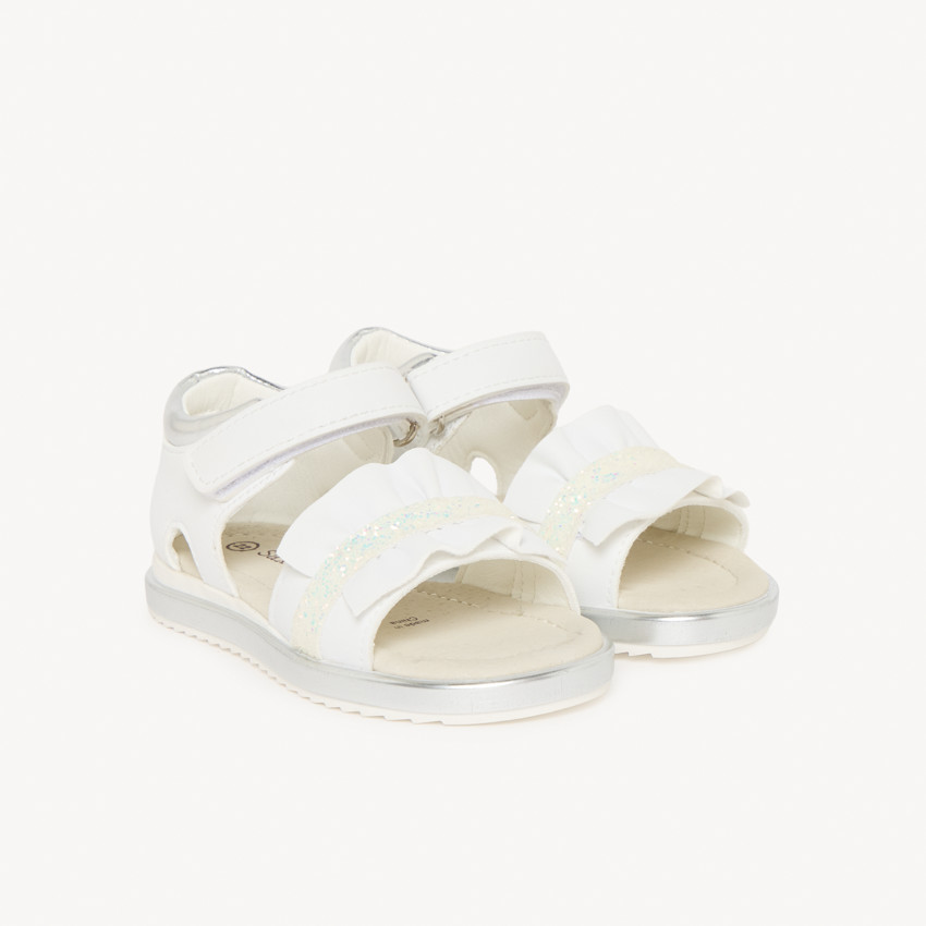Sandales blanches à brides drapées pour bébé fille 
