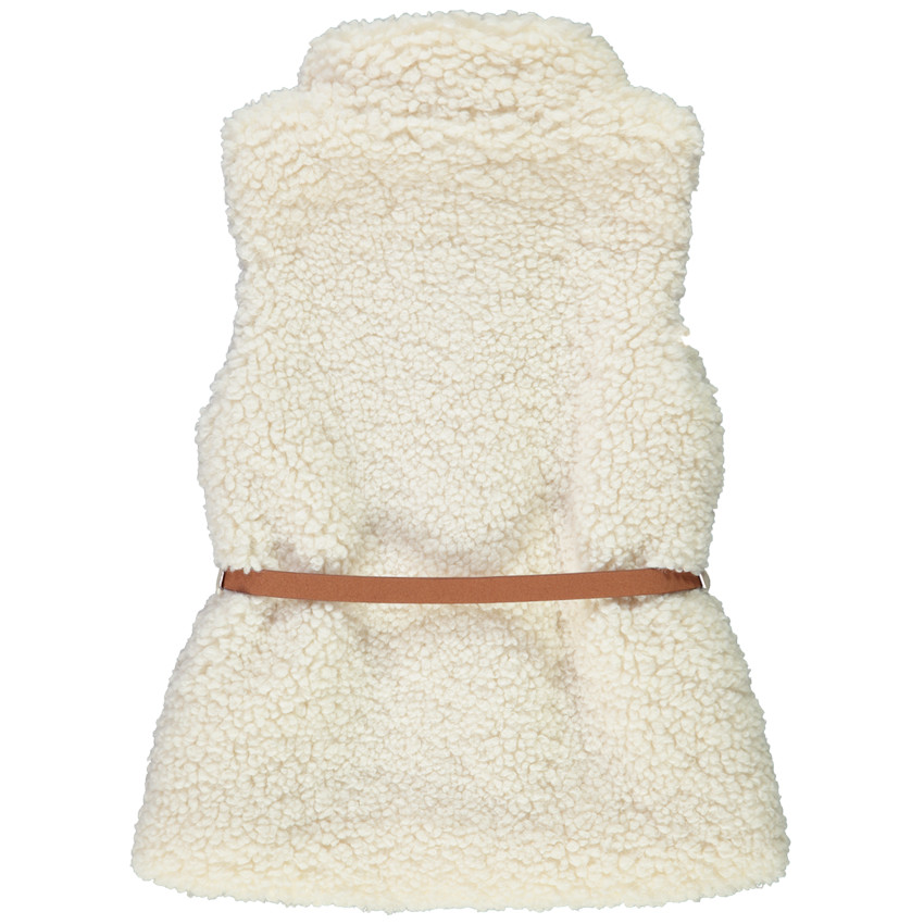 Gilet sans manches en sherpa effet mouton avec ceinture pour fille 