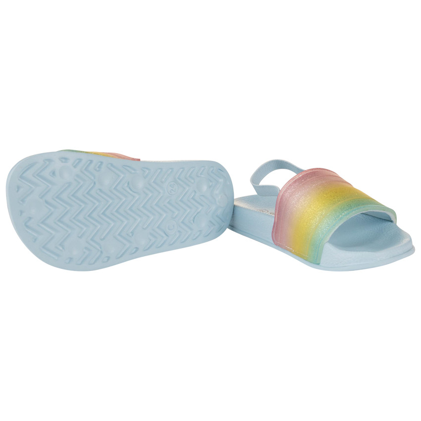 Claquettes arc-en-ciel pailletées pour fille avec lanière selon la pointure 