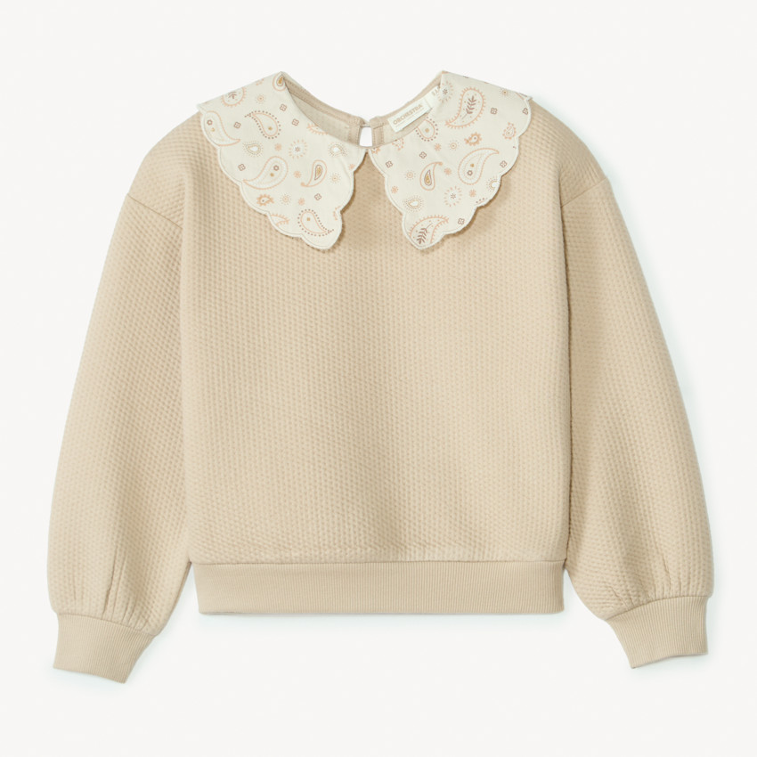 Fleece sweatshirt met kraag in paisleypatroon voor meisjes 