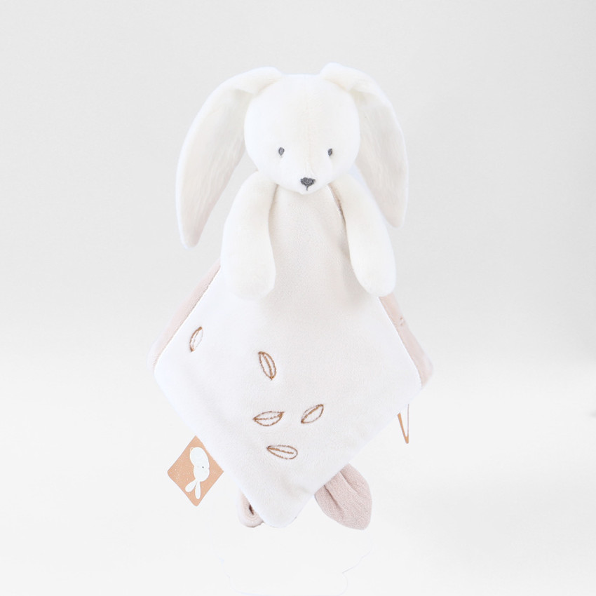 Doudou plat en veloudoux Snow le lapin 