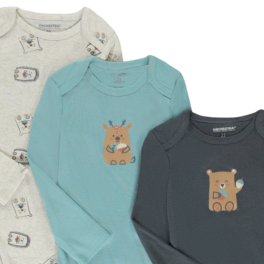 Set van 7 lange mouwen bodies met dierenmotief voor baby jongens met verschillende openingen afhankelijk van de leeftijd 