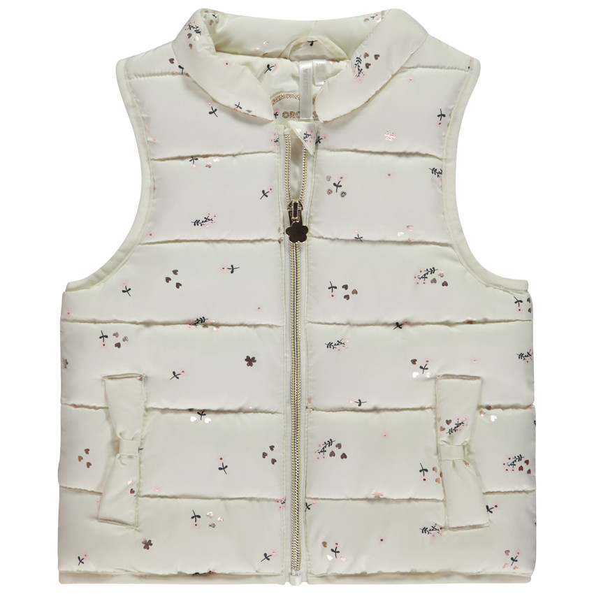 Doudoune sans manches imprimée et doublée velours pour bébé fille 