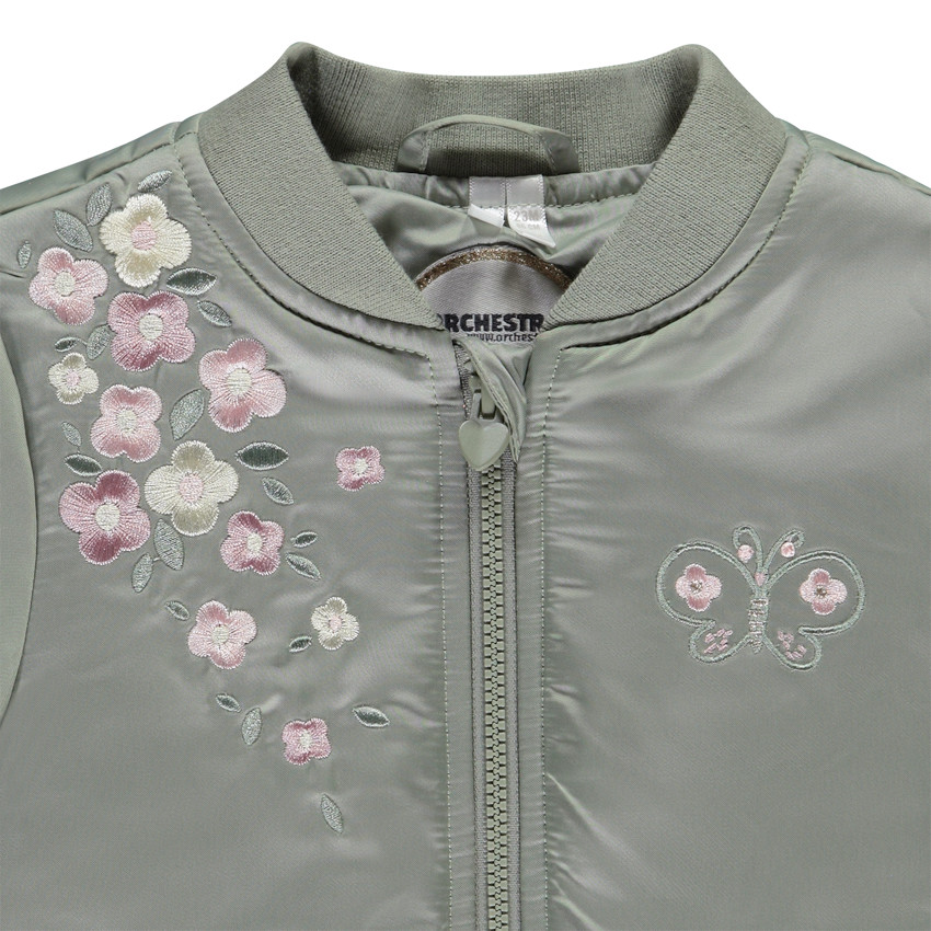Bombers en satin avec broderies florales pour bébé fille 