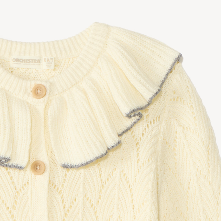 Knit vest with ruffled collar for girls 