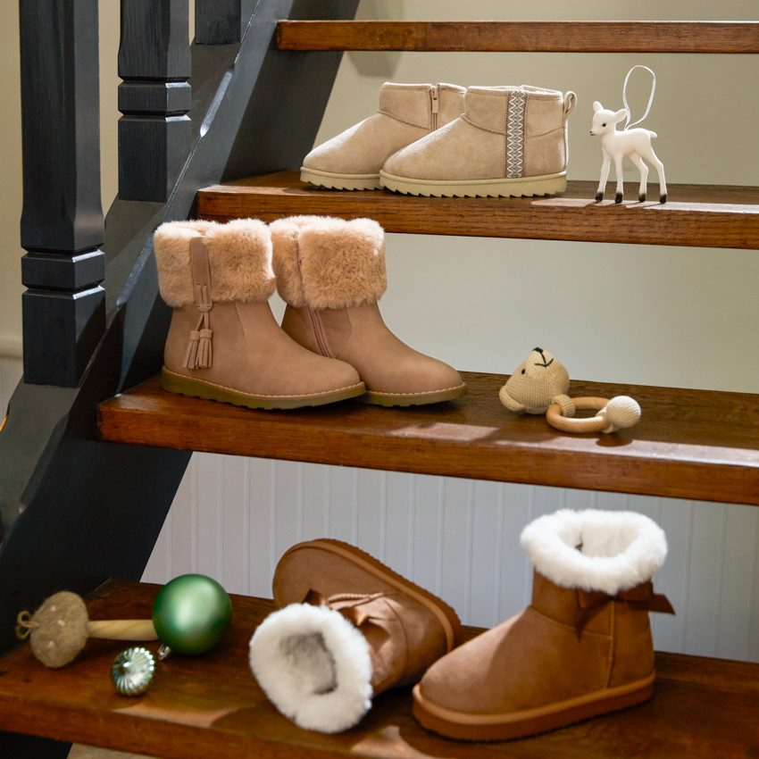 Laarzen met bont en suède-effect met knoop voor meisjes 