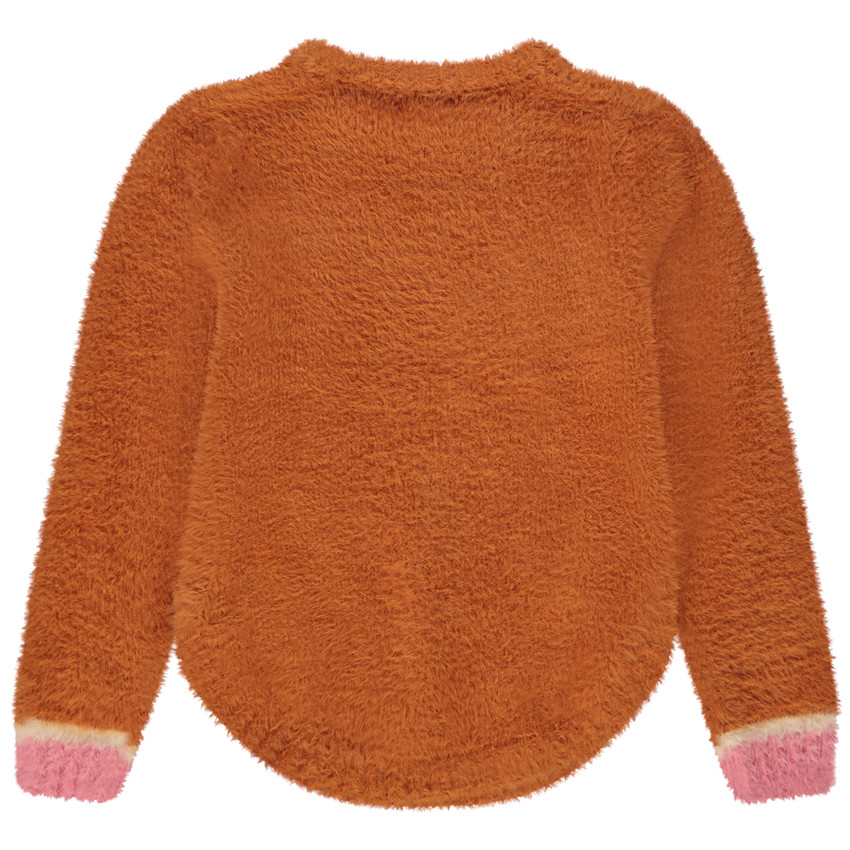 Trui in jacquard met effect van bont voor meisjes 