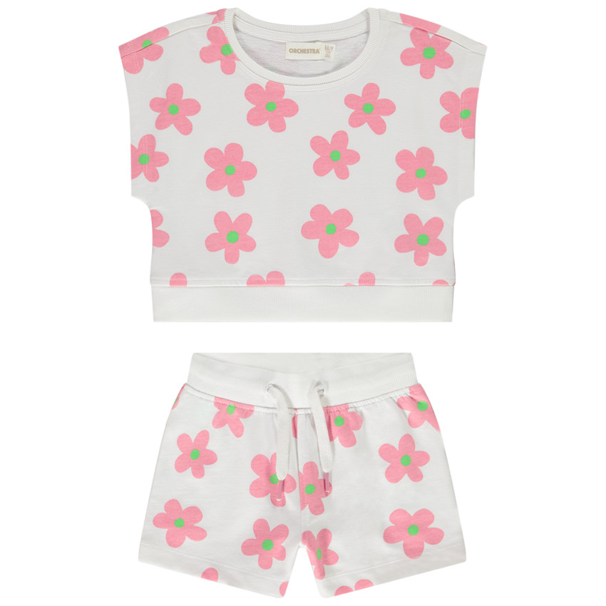 Ensemble 2-delige fleece met bloemenprint voor meisjes 
