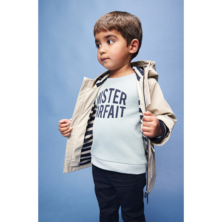 Rubberen parka van jersey met gestreepte voering voor babyjongens 