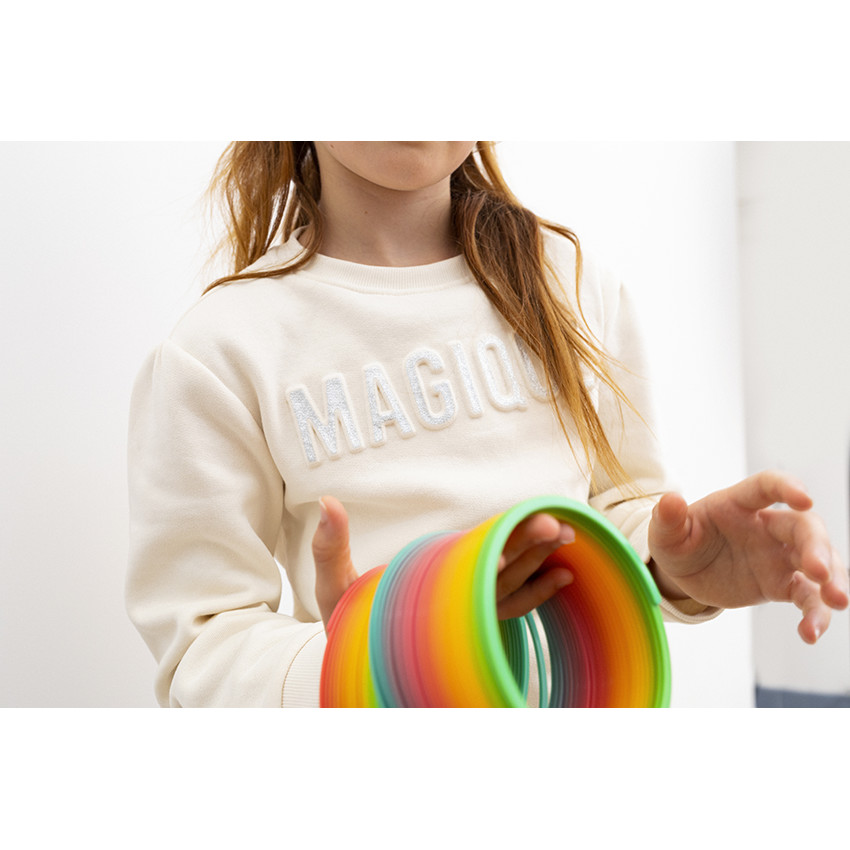 Sweat en molleton gratté avec print embossed à paillettes pour fille 