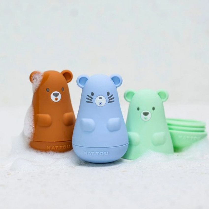 Badpseelgoed - set van 3 - Silicon - Karamel/Blauw/Mint 