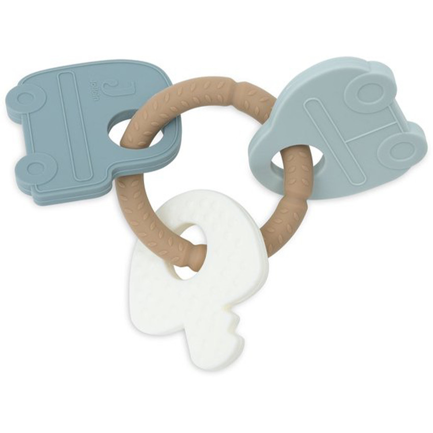 Bijtring sleutelhanger silicone On The Go Blauw 