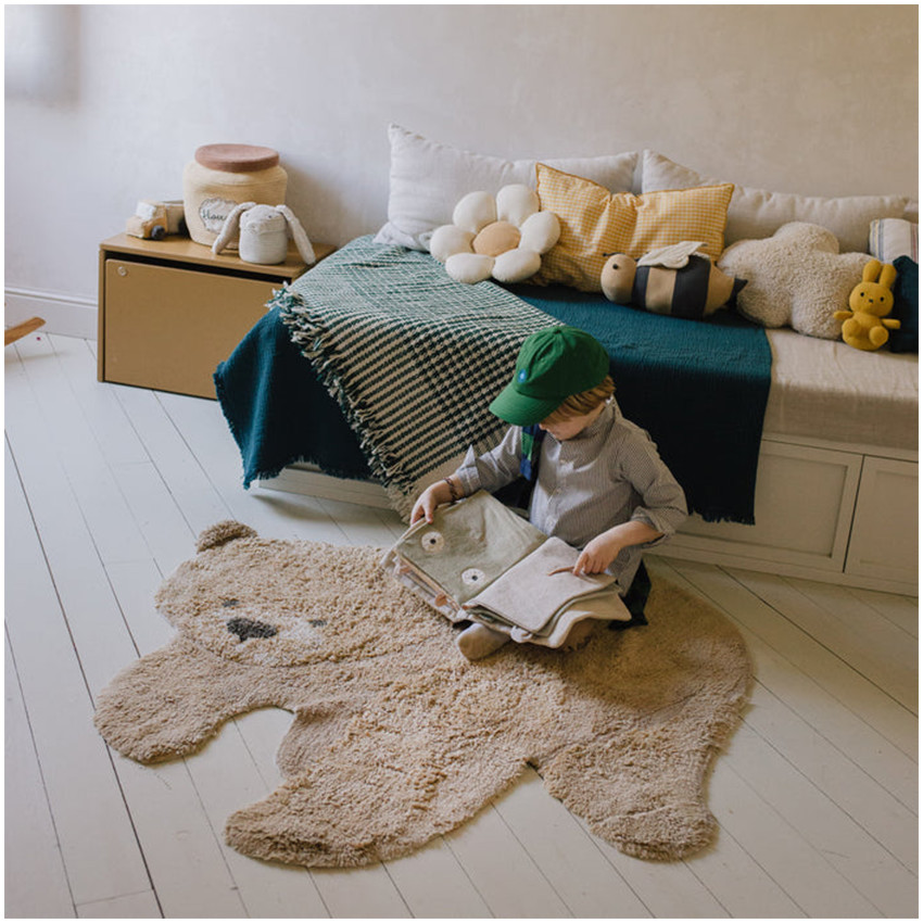 Tapis coton lavable 120x122cm Animal Ours 
