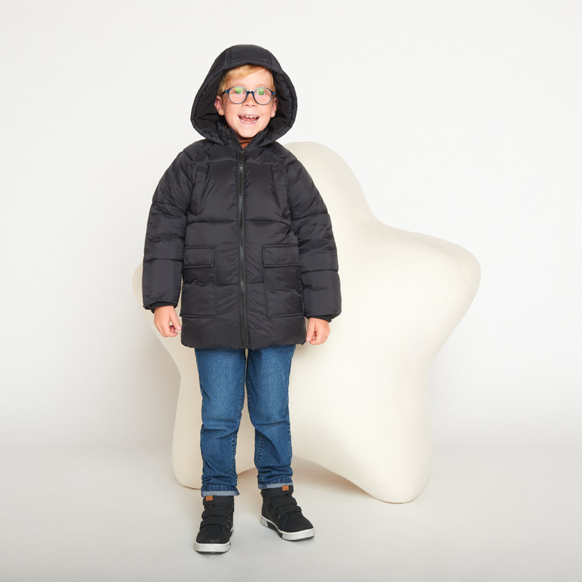 Donsjas met microfleece en kap voor jongen 