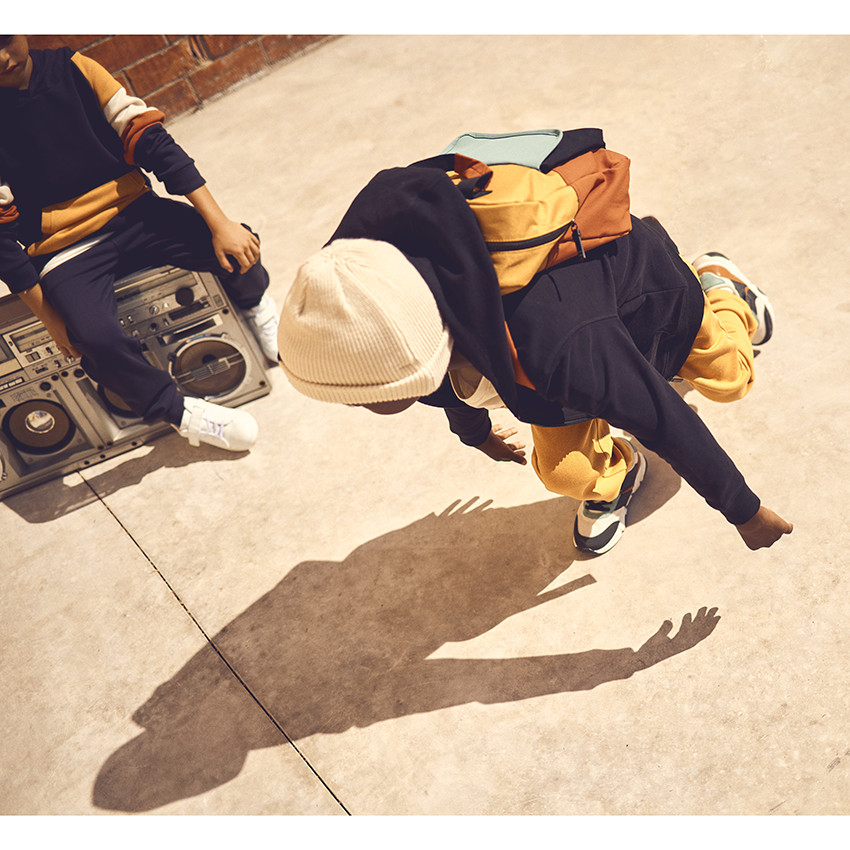 Kleurblok effect canvas rugzak voor jongen 