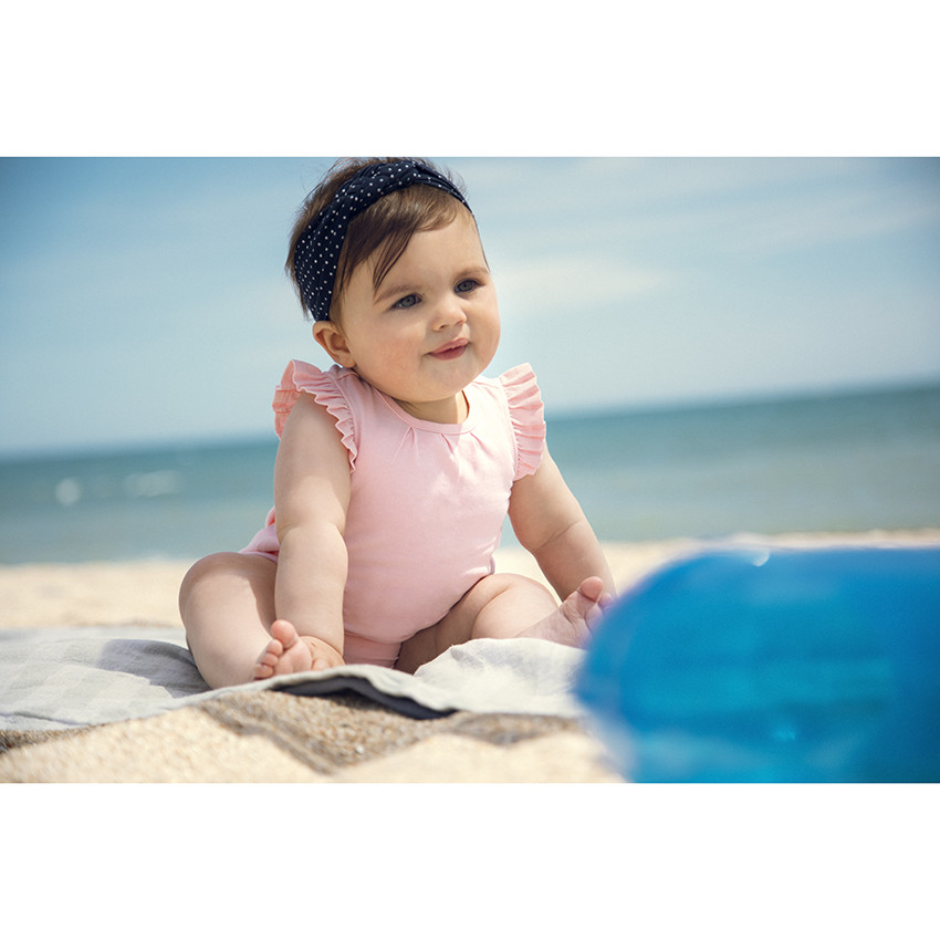 Korte katoenen jumpsuit met pofmouwen voor meisjes 