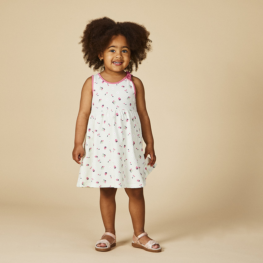 Jurk met fantasieprint in cloqué jersey voor babymeisje 