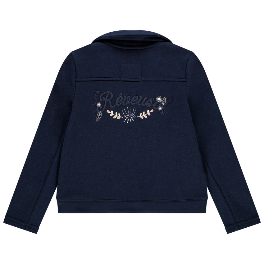 Perfecto bleu marine doublé sherpa pour enfant fille 