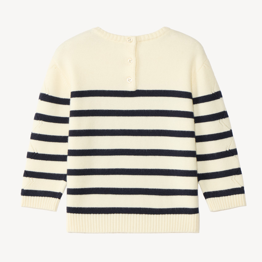Trui gebreid met fantasiepatroon in maritieme stijl voor babymeisjes 