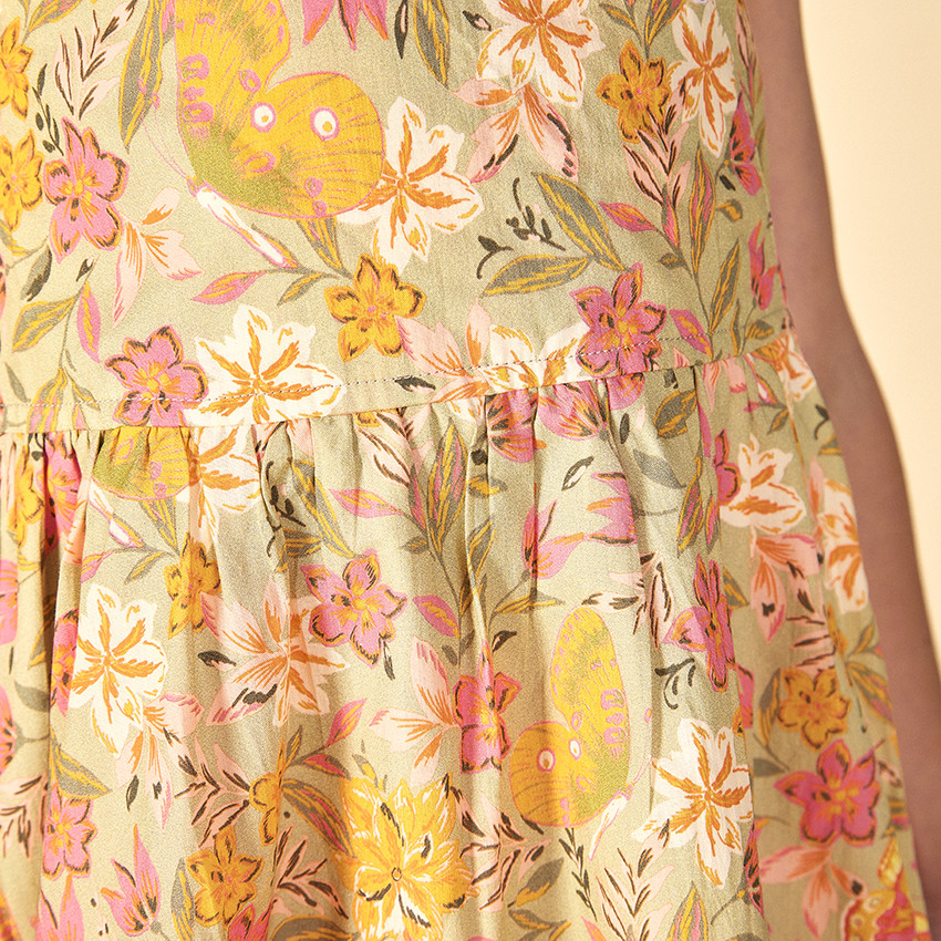 Jurk met volant en bretellen met bloemenprint voor meisjes 