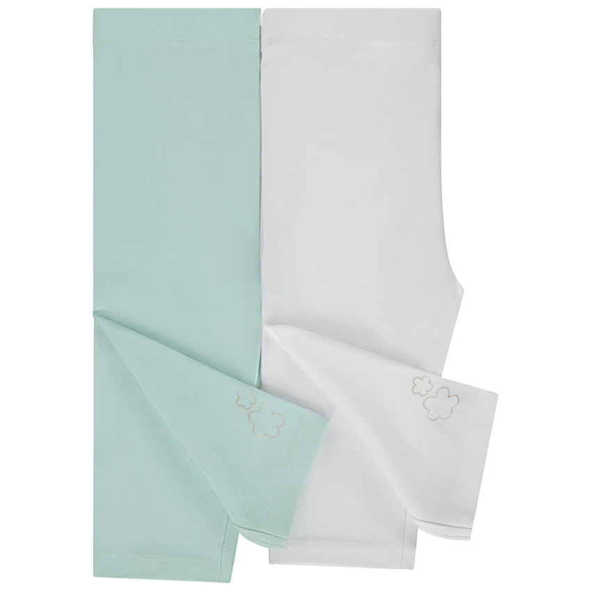 Set van 2 lange effen boxershorts met gouden folieprint voor babymeisjes 