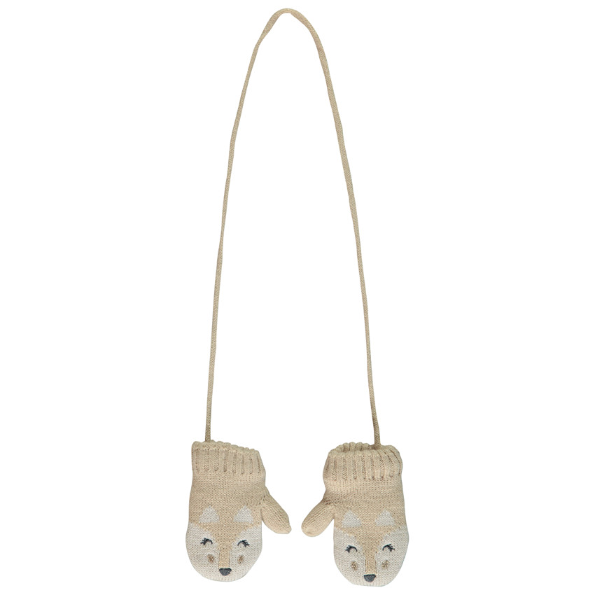 Moufles reliées motif animal pour bébé fille 