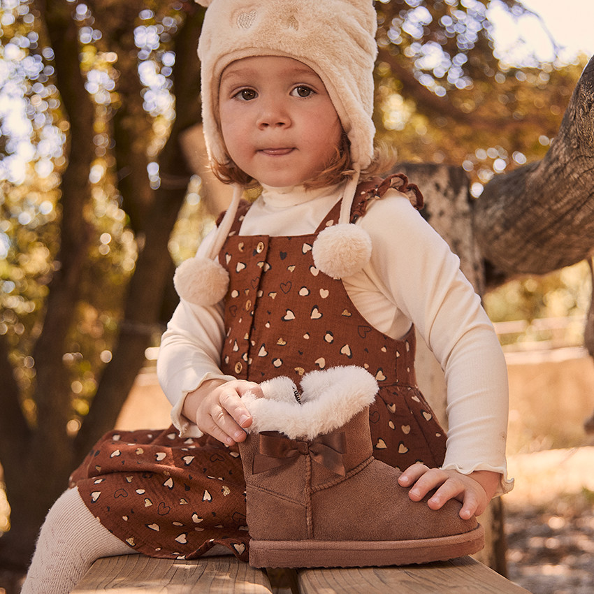 Ensemble sous-pull + robe imprimée cœurs pour bébé fille 