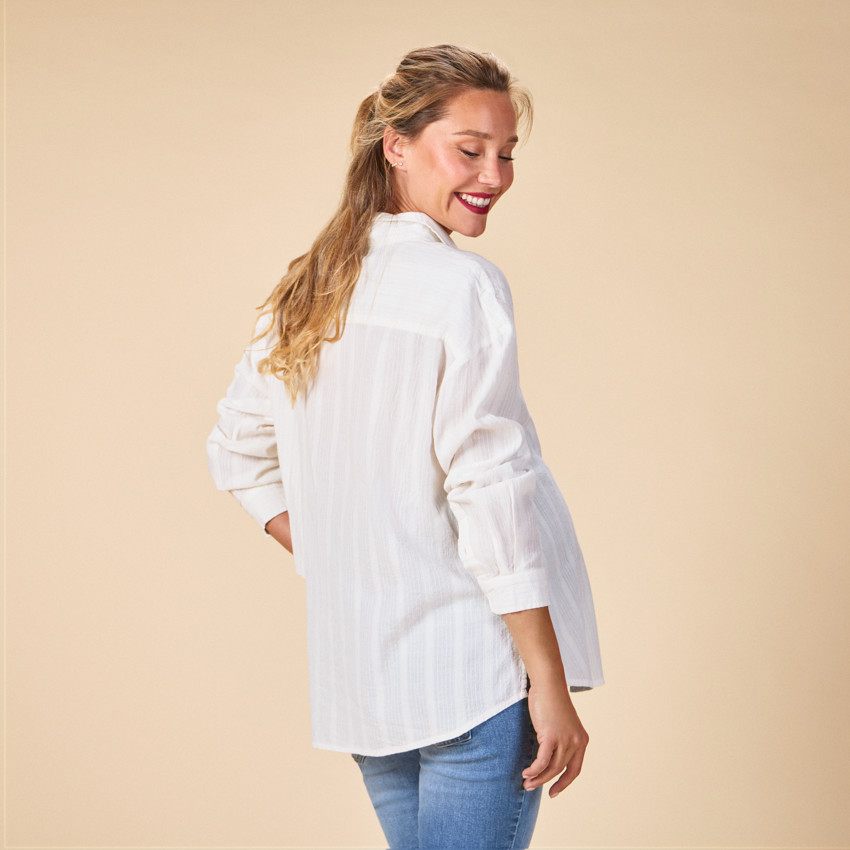 Chemise manches longues unie pour femme 