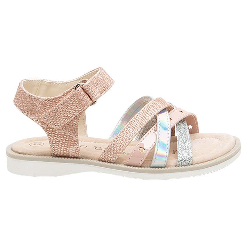 Sandalen met iriserende riemen met textuur en pailletjes van maat 24 tot 29 