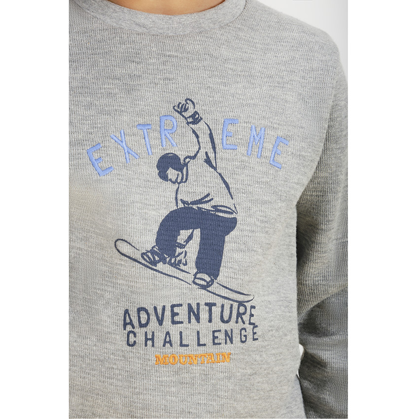 T-shirt manches longues en jersey fantaisie print et broderies pour garçon 