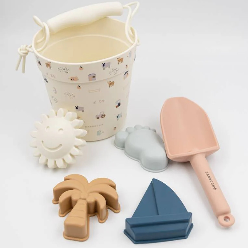 Set de plage La Ferme - Seau/pelle/4 moules 