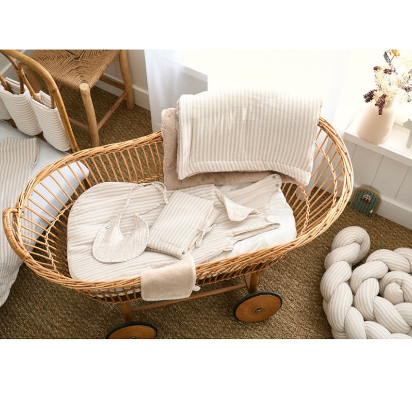 Slaapzak zonder mouwen Ecru/kiezel Soft Stripes - 0/6 maanden 