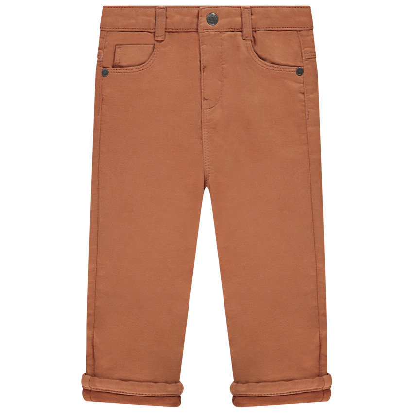 Jeans met jersey voering en geborduurd vulkaan voor baby jongen 