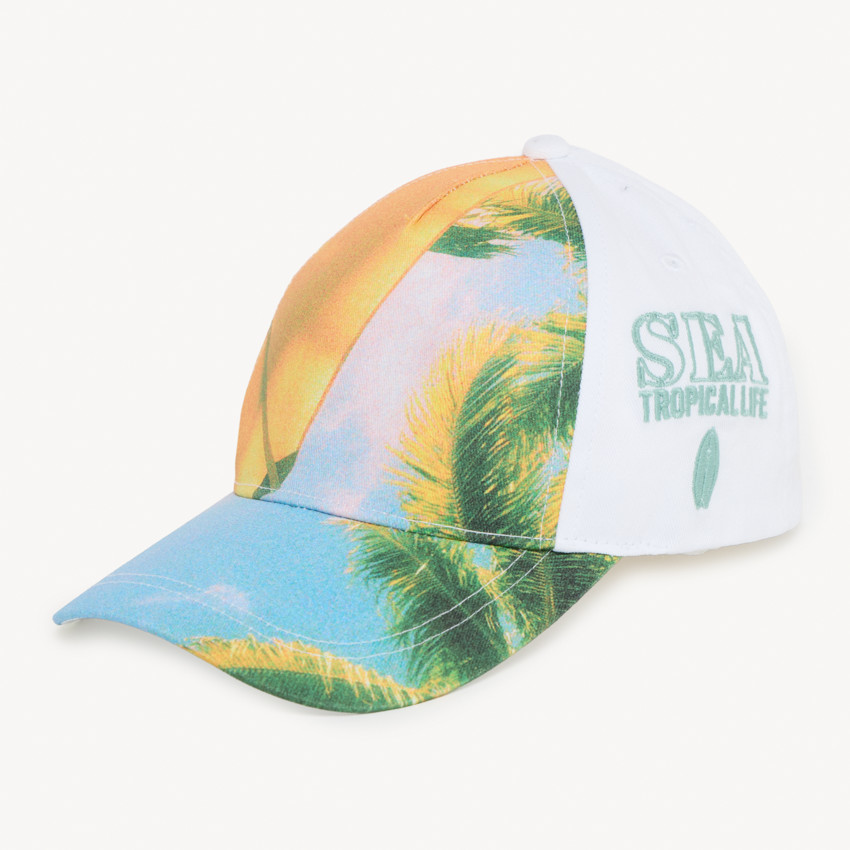 Pet cap van canvas met palmprint en borduring voor jongens 