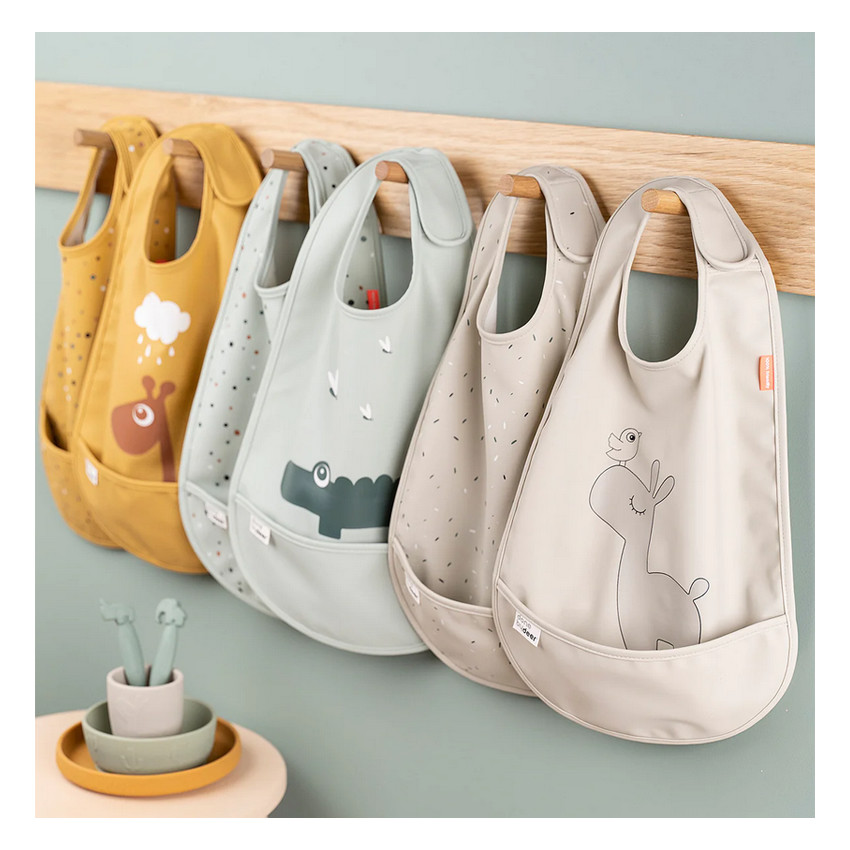 Lot de 2 bavoirs avec attache en velcro - Sable 