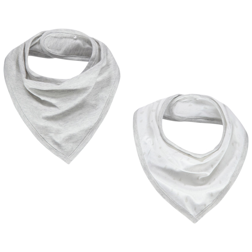 Lot de 2 bavoirs forme bandana en coton bio 