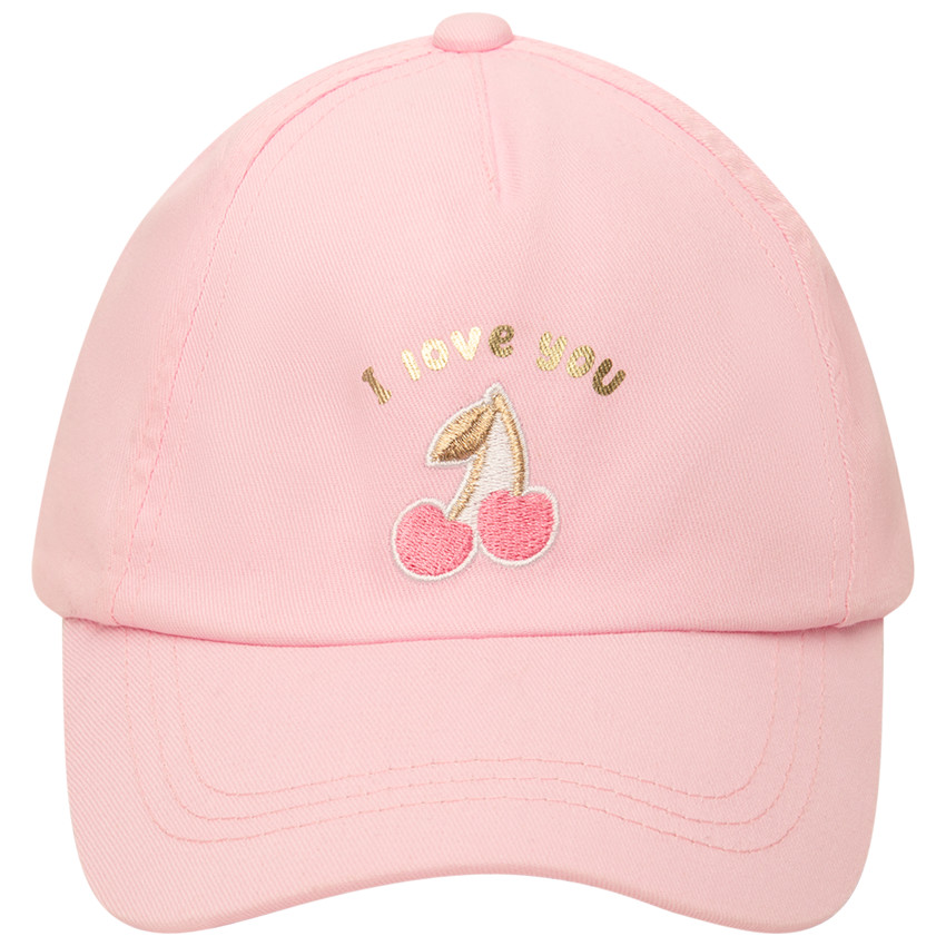 Casquette broderie cerises et foil print pour bébé fille 