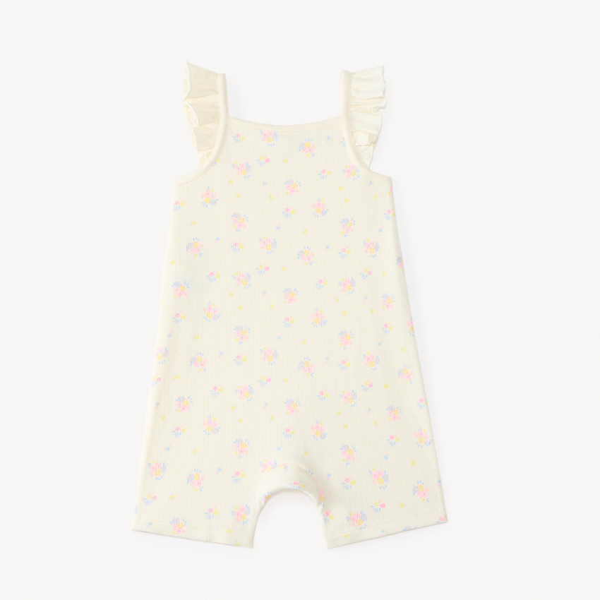 Combi-short en ribstof met bloemenprint voor meisjes. 