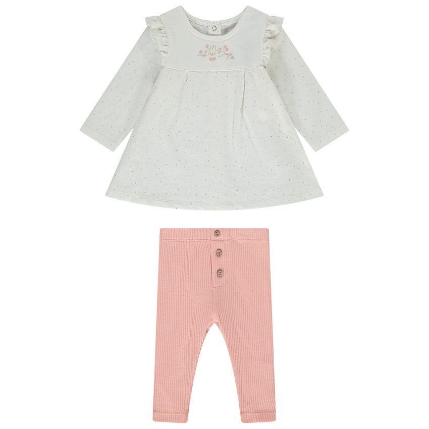 Ensemble 2 pièces robe + caleçon pour bébé fille 