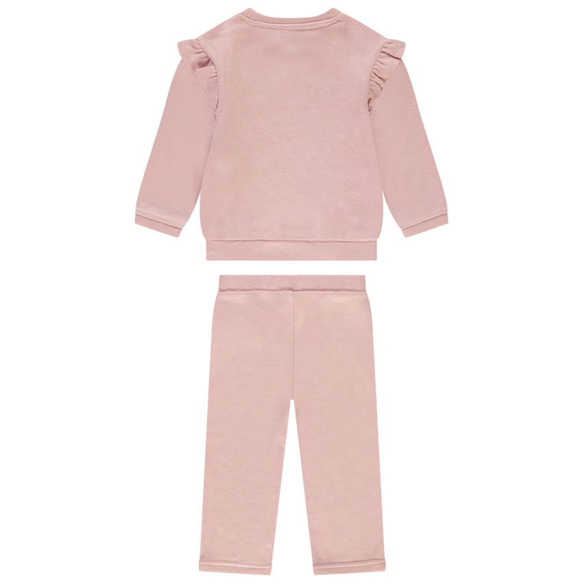 Ensemble 2 pièces uni avec broderie fleur pour bébé fille 