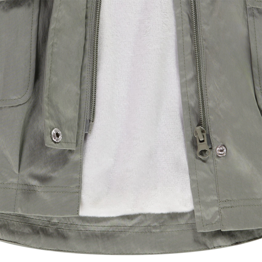 Parka à capuche en toile doublé sherpa pour fille 