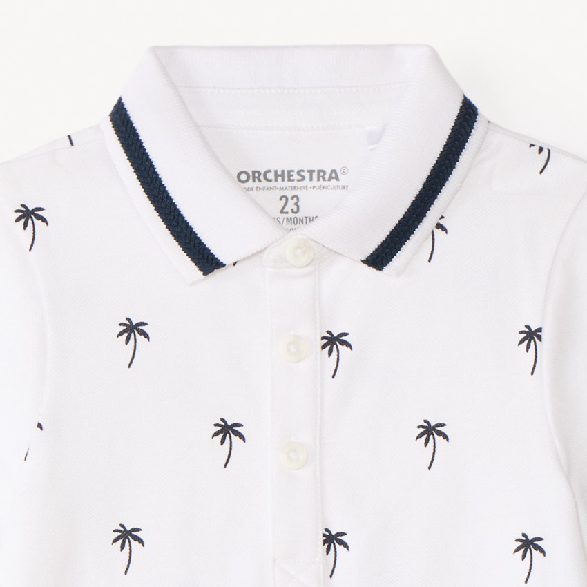 Set van 2 stukken: polo met korte mouwen + shorts met palmprint voor babyjongen. 