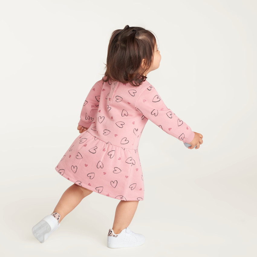 Robe sweat manches longues bébé fille imprimé cœur 